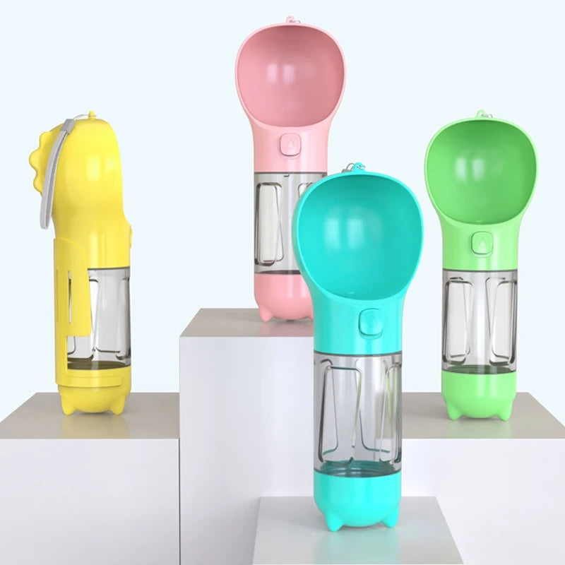 3-in-1 Portable Pet Water Bottle & Feeder – Drink, Food & Poop Dispenser for Dogs