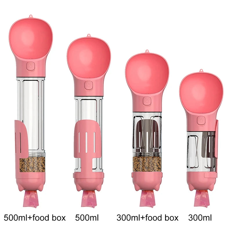 3-in-1 Portable Pet Water Bottle & Feeder – Drink, Food & Poop Dispenser for Dogs