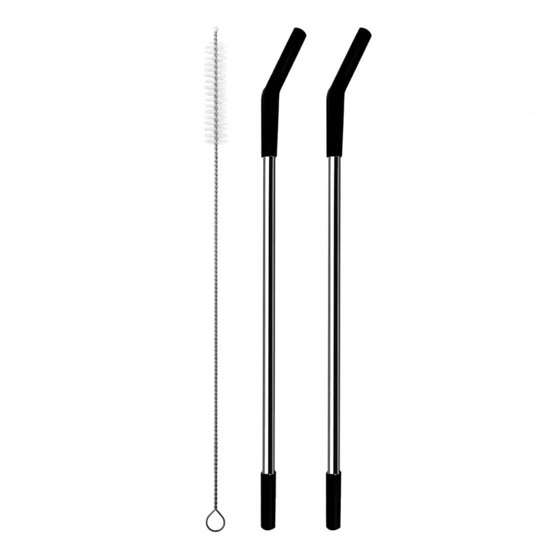 Elite Straw Set – Silicone-Tip Stainless Straws + Cleaning Brush