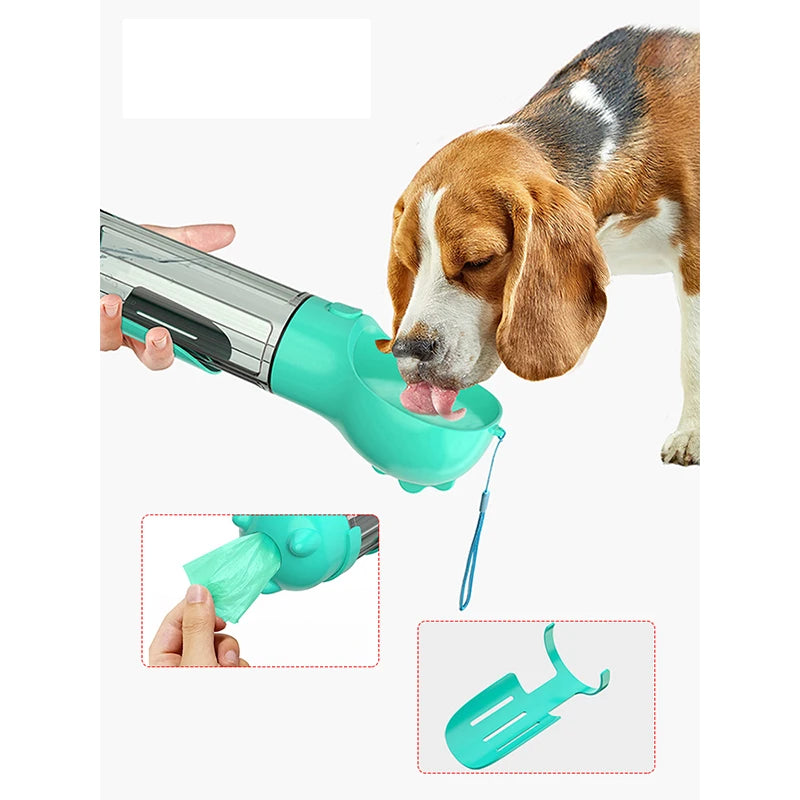 3-in-1 Portable Pet Water Bottle & Feeder – Drink, Food & Poop Dispenser for Dogs