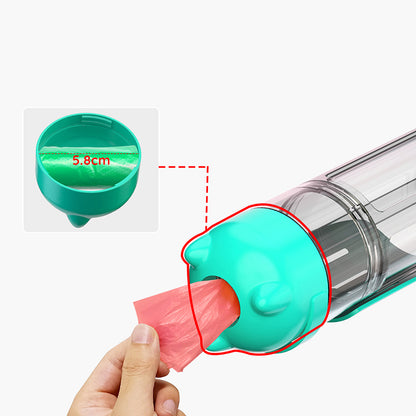 3-in-1 Portable Pet Water Bottle & Feeder – Drink, Food & Poop Dispenser for Dogs