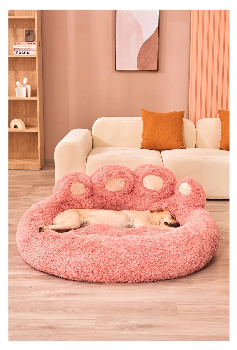 Fluffy Dog Bed  Cozy Sofa Basket for Dogs & Cats with Blanket