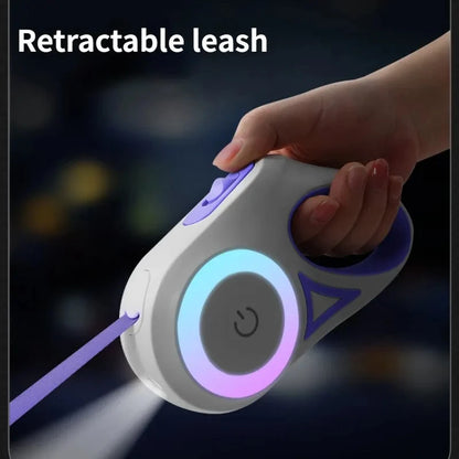 3M/5M Retractable Dog Leash with LED Flashlight – Durable Nylon for Night Walks