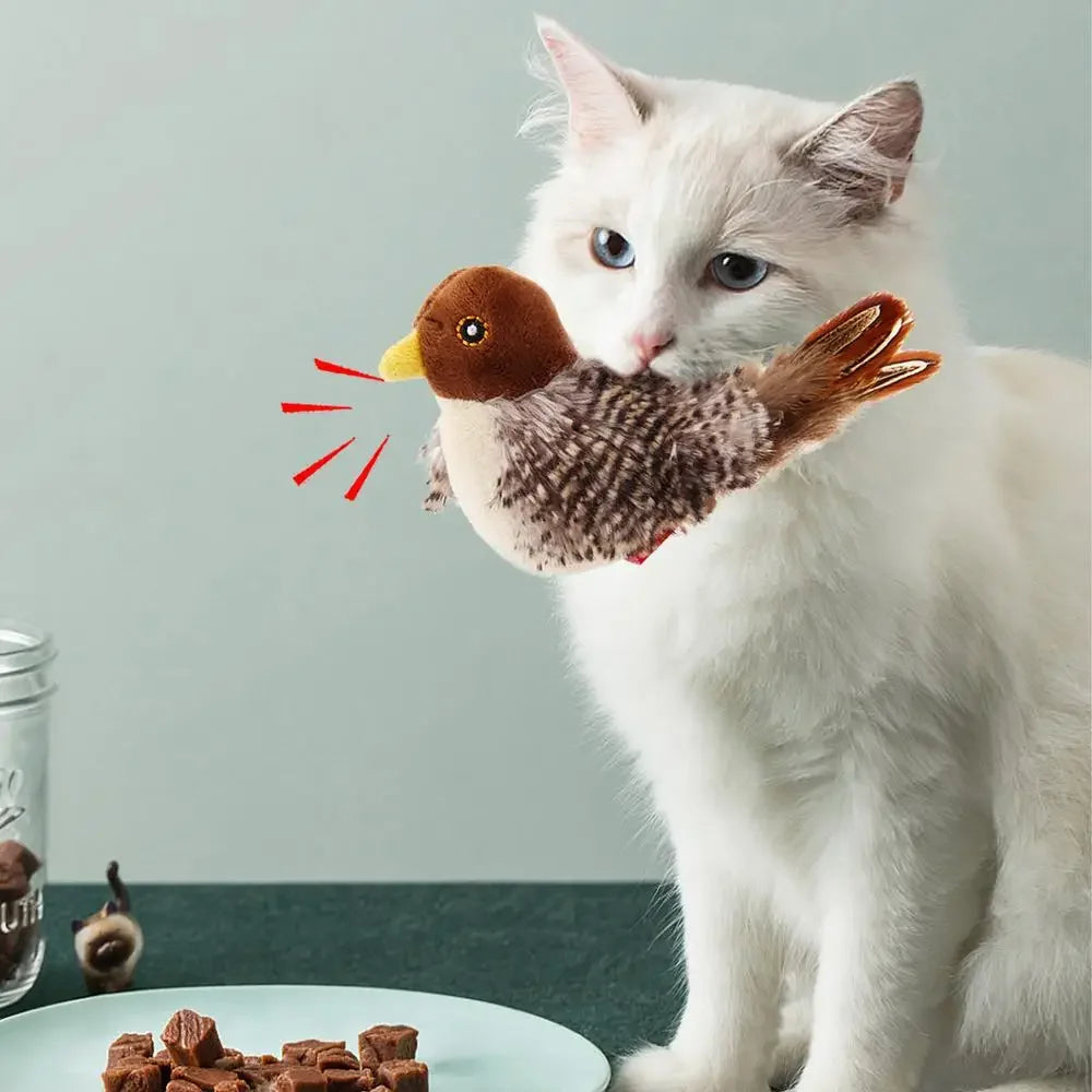 Interactive Bird Toy for Cats with Sound and Catnip