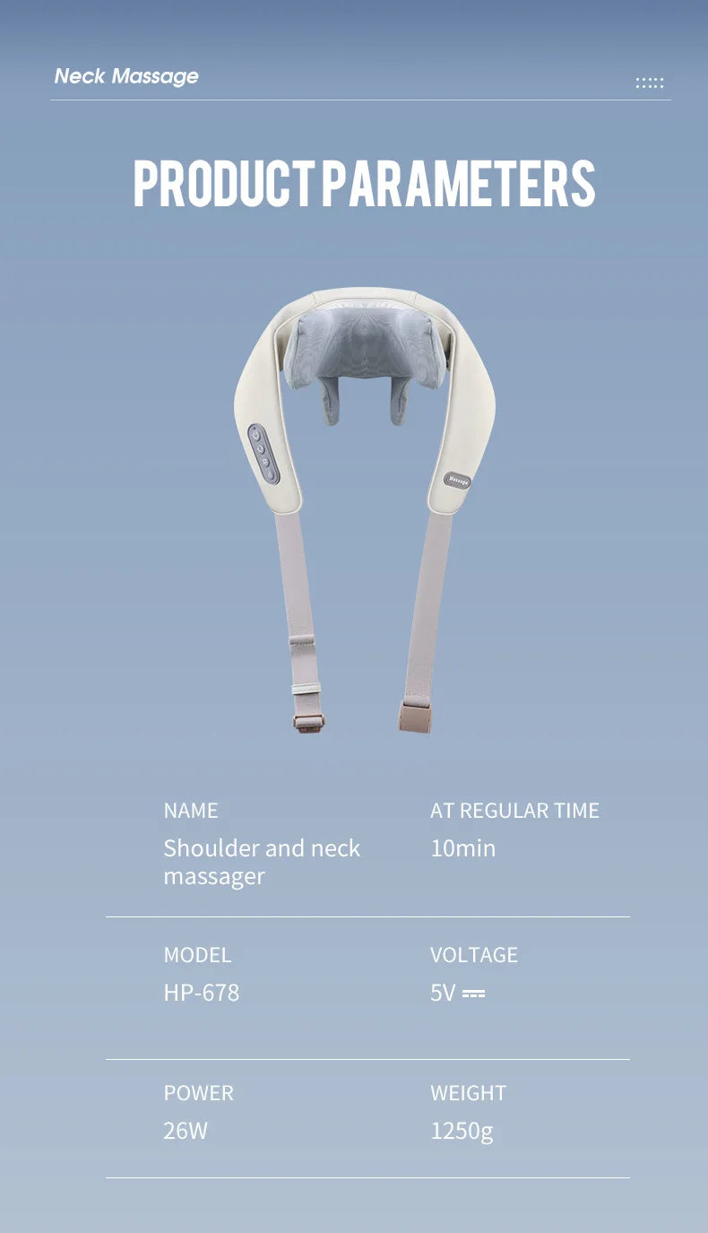 Wireless Neck & Shoulder Massager – Brushless Motor, Kneading Massage Shawl