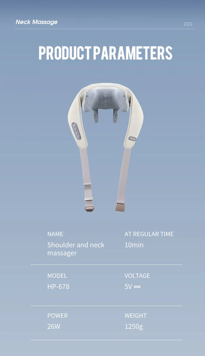 Wireless Neck & Shoulder Massager – Brushless Motor, Kneading Massage Shawl