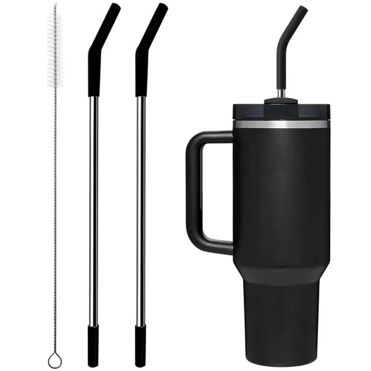 Elite Straw Set – Silicone-Tip Stainless Straws + Cleaning Brush