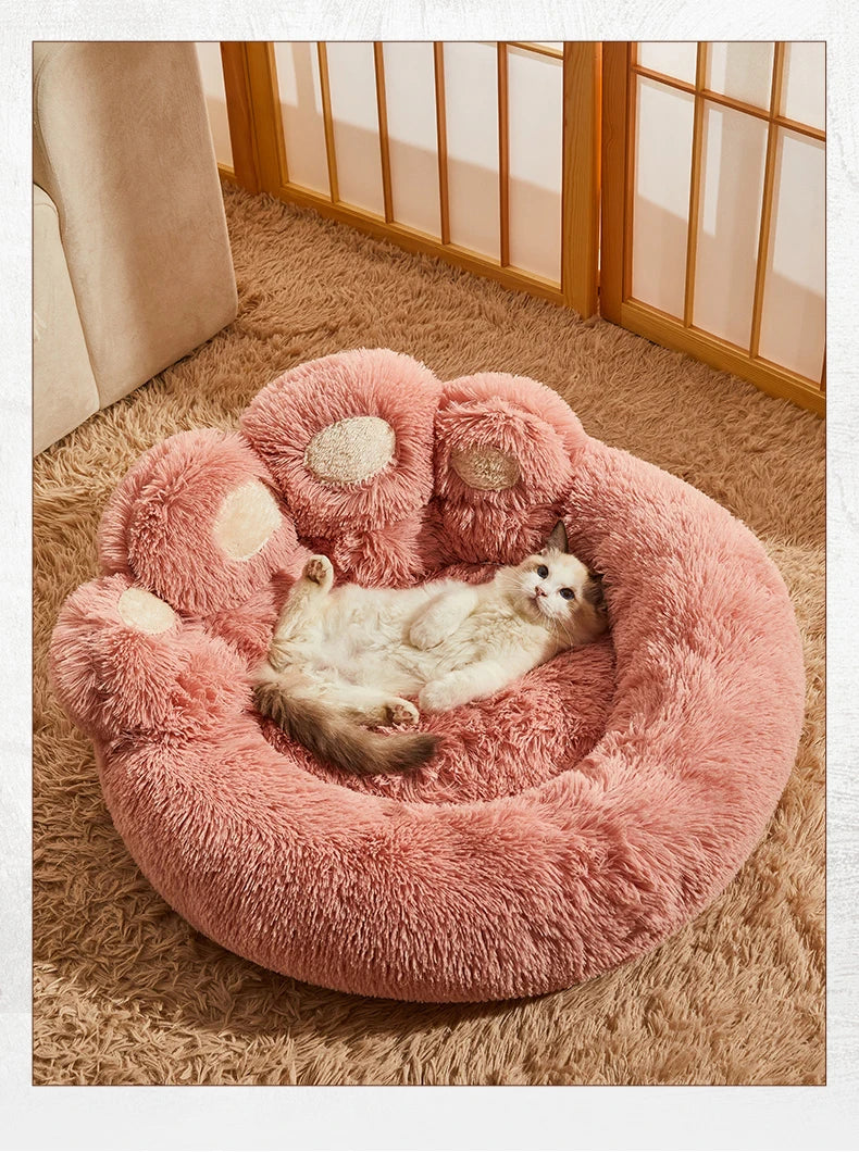 Fluffy Dog Bed  Cozy Sofa Basket for Dogs & Cats with Blanket