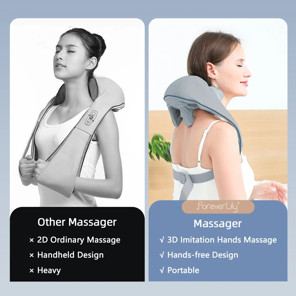 Wireless Neck & Shoulder Massager – Brushless Motor, Kneading Massage Shawl