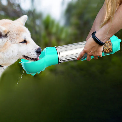 3-in-1 Portable Pet Water Bottle & Feeder – Drink, Food & Poop Dispenser for Dogs