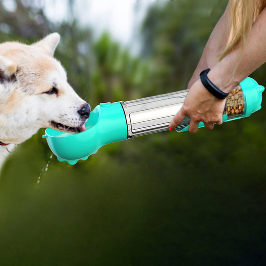 3-in-1 Portable Pet Water Bottle & Feeder – Drink, Food & Poop Dispenser for Dogs