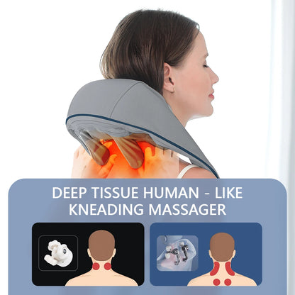 Wireless Neck & Shoulder Massager – Brushless Motor, Kneading Massage Shawl