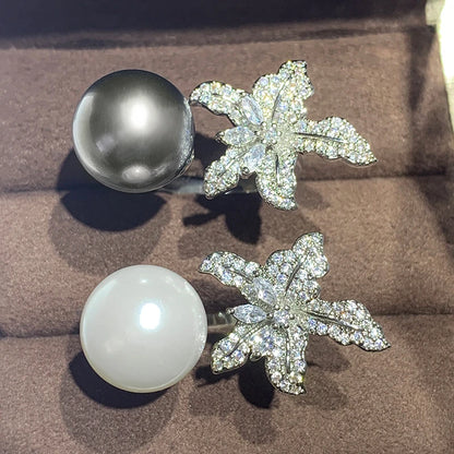 Trendy Pearl Ring – Adjustable, Elegant Flower Design for Women