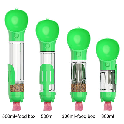 3-in-1 Portable Pet Water Bottle & Feeder – Drink, Food & Poop Dispenser for Dogs