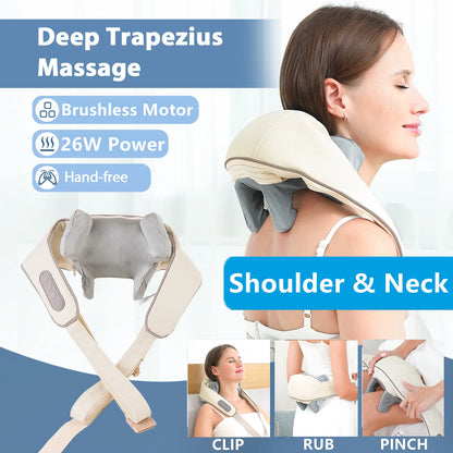 Wireless Neck & Shoulder Massager – Brushless Motor, Kneading Massage Shawl