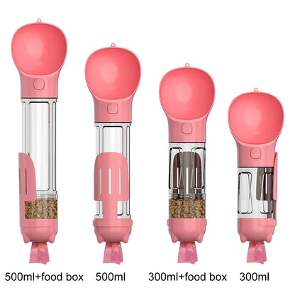 3-in-1 Portable Pet Water Bottle & Feeder – Drink, Food & Poop Dispenser for Dogs