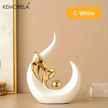 Aura Sculpture: Ceramic Art Piece with Ambient LED Glow