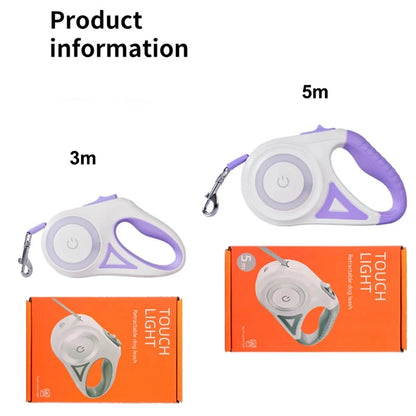 3M/5M Retractable Dog Leash with LED Flashlight – Durable Nylon for Night Walks