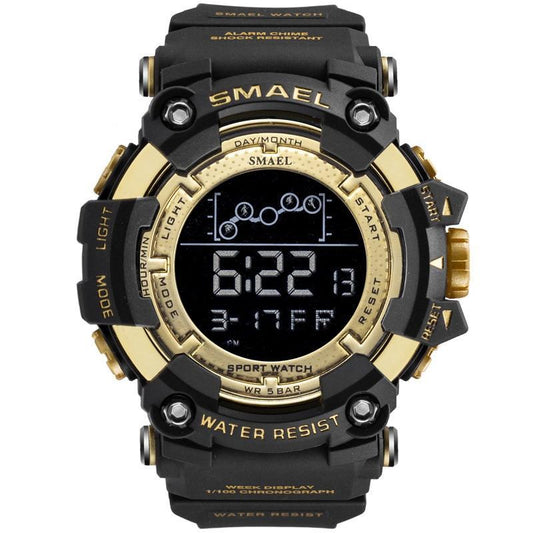 Relógio Smael Militar 1802 - Digital Watch relógio 024 AmploTech Preto/Dourado 